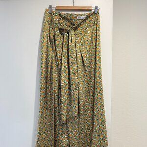 ZARA Floral Tie-Waist Wide Leg Pants – Size XL | Garden Party Vibes 🌼